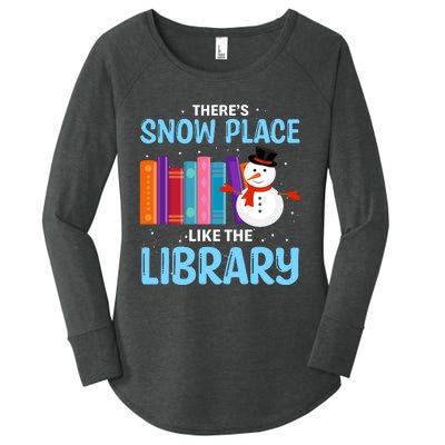 Librarian ThereS Snow Place Like The Library Christmas Snow Women's Perfect Tri Tunic Long Sleeve Shirt