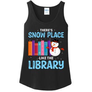 Librarian ThereS Snow Place Like The Library Christmas Snow Ladies Essential Tank