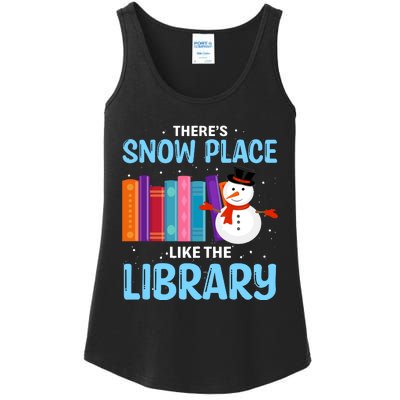 Librarian ThereS Snow Place Like The Library Christmas Snow Ladies Essential Tank