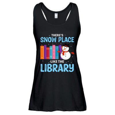 Librarian ThereS Snow Place Like The Library Christmas Snow Ladies Essential Flowy Tank