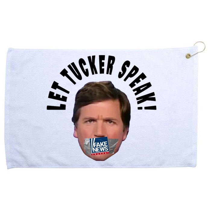 LET TUCKER SPEAK Fake News Grommeted Golf Towel