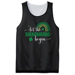 Let The Shenanigans Begin St Patricks Day Lucky Shamrock Mesh Reversible Basketball Jersey Tank