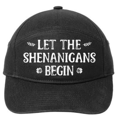 Let The Shenanigans Begin St Patricks Day Lucky Shamrock 7-Panel Snapback Hat