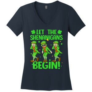 Let The Shenanigans Begin Funny St Patty Day Women's V-Neck T-Shirt