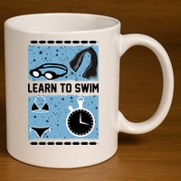 Learn To Swim 11oz C Handle Ceramic Mug