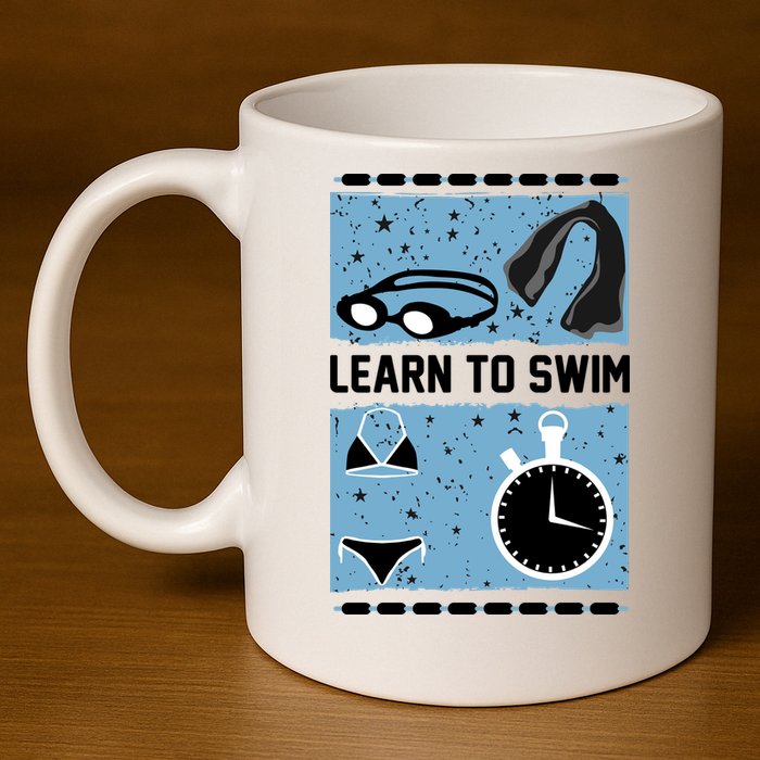 Learn To Swim 11oz C Handle Ceramic Mug