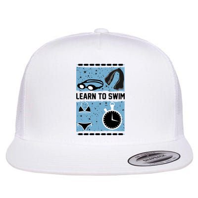 Learn To Swim Flat Bill Trucker Hat
