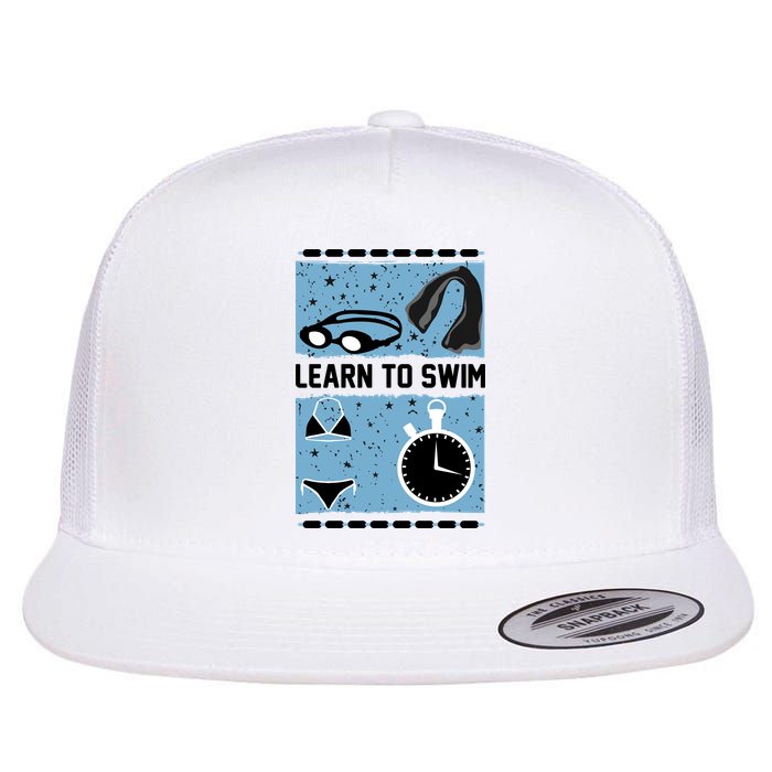 Learn To Swim Flat Bill Trucker Hat