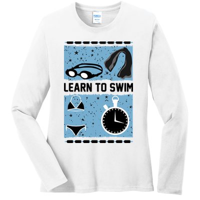 Learn To Swim Ladies Long Sleeve Shirt
