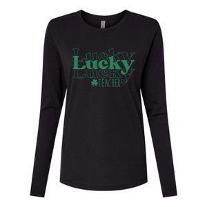 Lucky Teacher St Patricks Day Womens Cotton Relaxed Long Sleeve T-Shirt