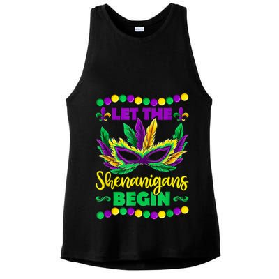 Let The Shenanigans Begin Mardi Gras Ladies PosiCharge Tri-Blend Wicking Tank