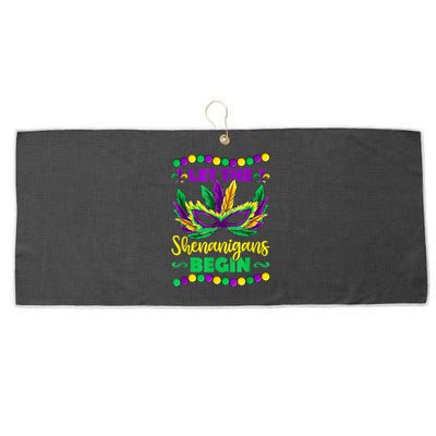 Let The Shenanigans Begin Mardi Gras Large Microfiber Waffle Golf Towel