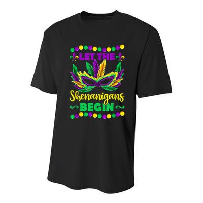 Let The Shenanigans Begin Mardi Gras Youth Performance Sprint T-Shirt
