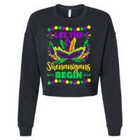 Let The Shenanigans Begin Mardi Gras Cropped Pullover Crew