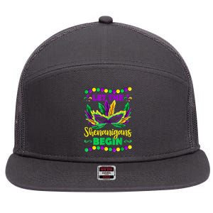 Let The Shenanigans Begin Mardi Gras 7 Panel Mesh Trucker Snapback Hat