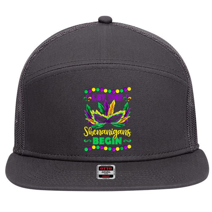 Let The Shenanigans Begin Mardi Gras 7 Panel Mesh Trucker Snapback Hat