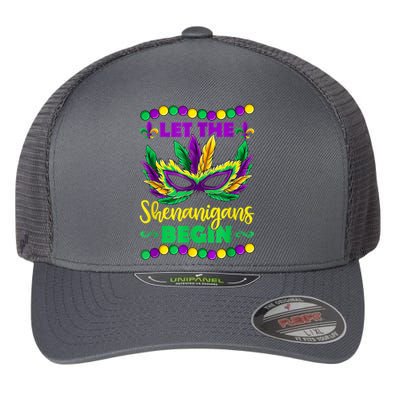 Let The Shenanigans Begin Mardi Gras Flexfit Unipanel Trucker Cap