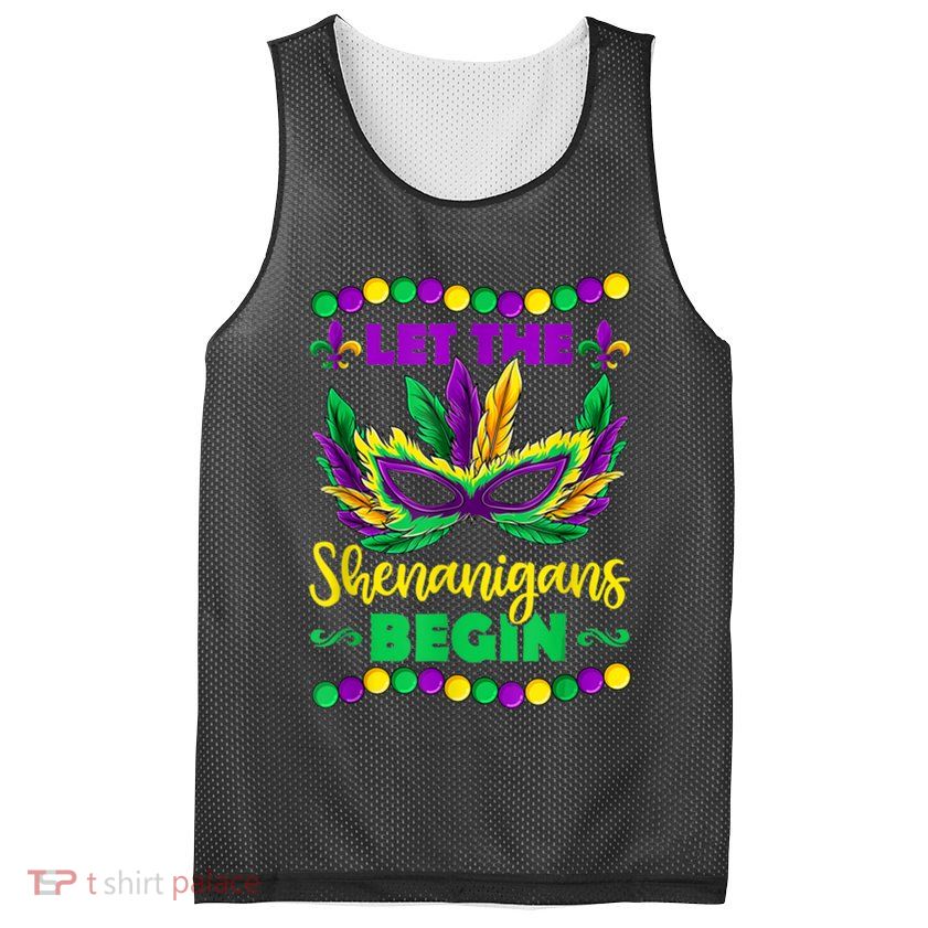 Let The Shenanigans Begin Mardi Gras Mesh Reversible Basketball Jersey Tank