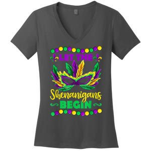 Let The Shenanigans Begin Mardi Gras Women's V-Neck T-Shirt