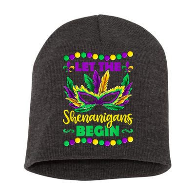 Let The Shenanigans Begin Mardi Gras Short Acrylic Beanie