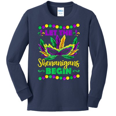 Let The Shenanigans Begin Mardi Gras Kids Long Sleeve Shirt