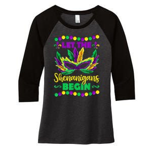 Let The Shenanigans Begin Mardi Gras Women's Tri-Blend 3/4-Sleeve Raglan Shirt