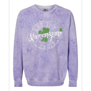 Let The Shenanigans Begin Funny Clovers St Patrick's Day Colorblast Crewneck Sweatshirt