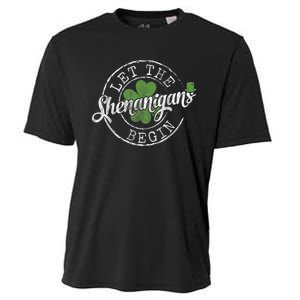 Let The Shenanigans Begin Funny Clovers St Patrick's Day Cooling Performance Crew T-Shirt