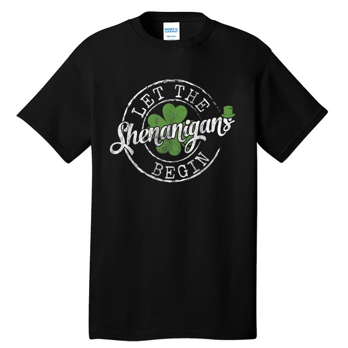 Let The Shenanigans Begin Funny Clovers St Patrick's Day Tall T-Shirt