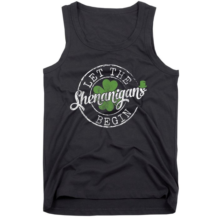 Let The Shenanigans Begin Funny Clovers St Patrick's Day Tank Top