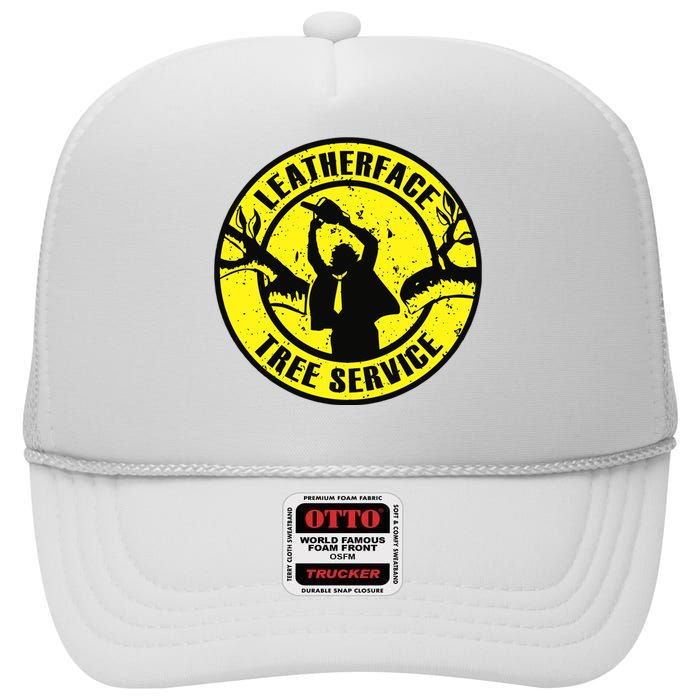 Leatherface Tree Service High Crown Mesh Back Trucker Hat