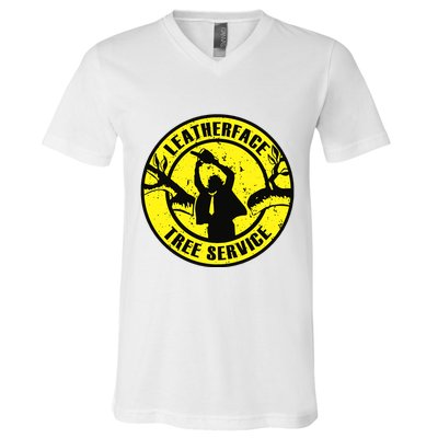 Leatherface Tree Service V-Neck T-Shirt