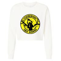 Leatherface Tree Service Cropped Pullover Crew
