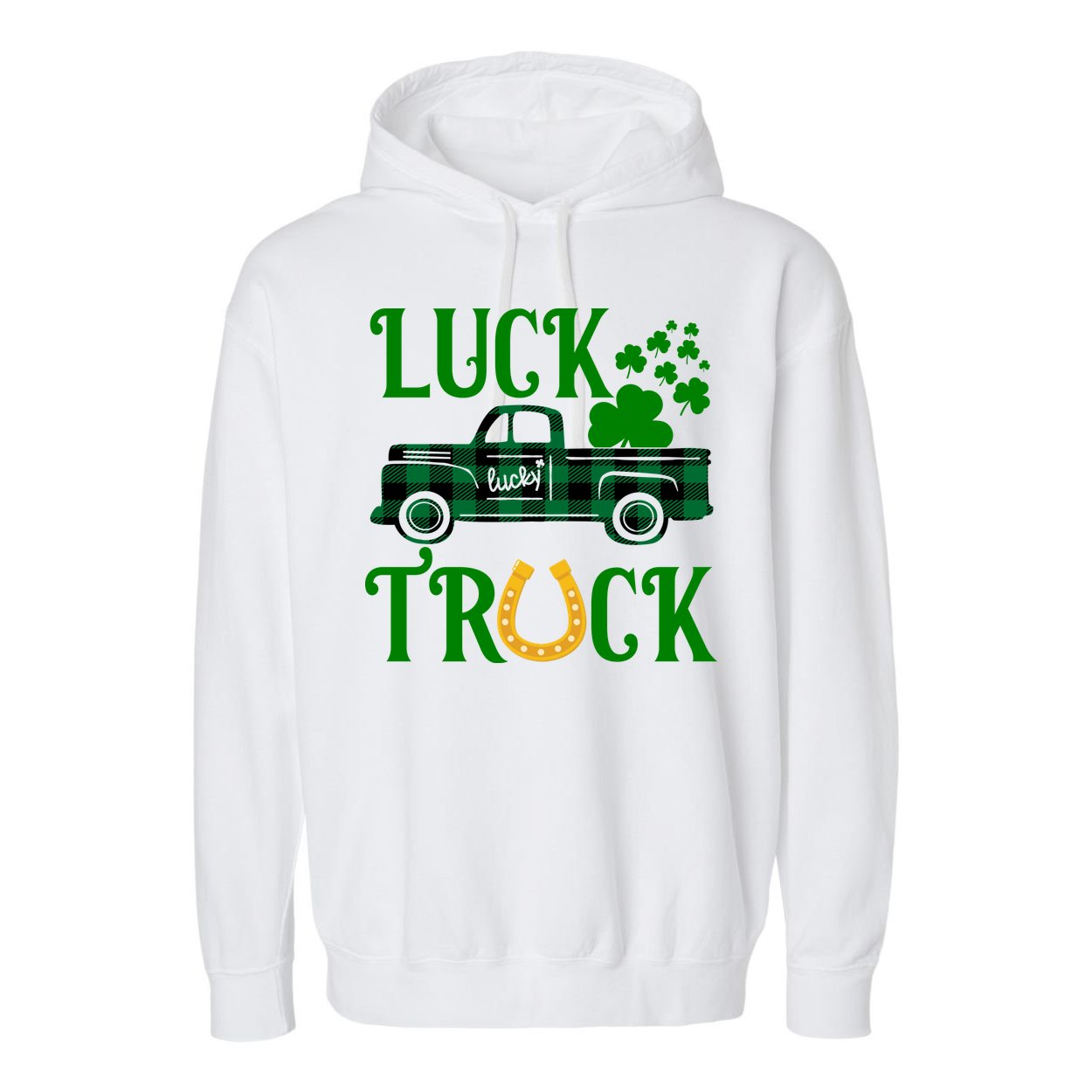 Luck Truck St Patrick's Day Festive Garment-Dyed Fleece Hoodie