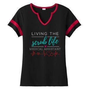 Living The Scrub Life Nurse Medical Assistant Cool Gift Ladies Halftime Notch Neck Tee