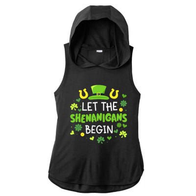 Let the shenanigans begin with shamrocks for St Patricks day Ladies PosiCharge Tri-Blend Wicking Draft Hoodie Tank