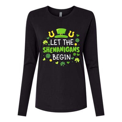 Let the shenanigans begin with shamrocks for St Patricks day Womens Cotton Relaxed Long Sleeve T-Shirt