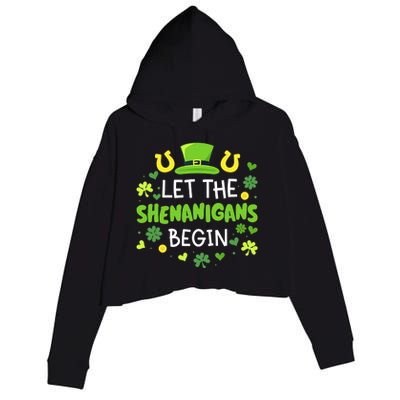 Let the shenanigans begin with shamrocks for St Patricks day Crop Fleece Hoodie