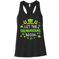 Let the shenanigans begin with shamrocks for St Patricks day Women's Racerback Tank