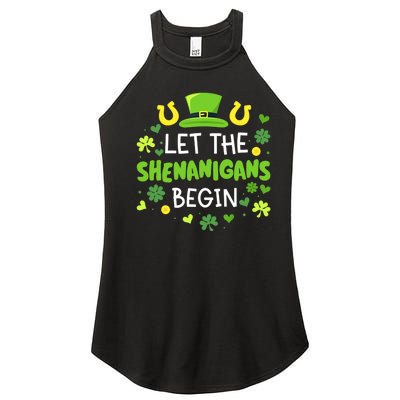 Let the shenanigans begin with shamrocks for St Patricks day Women's Perfect Tri Rocker Tank