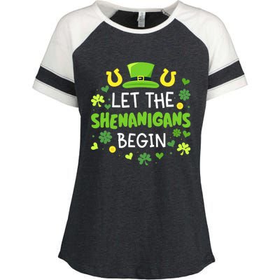 Let the shenanigans begin with shamrocks for St Patricks day Enza Ladies Jersey Colorblock Tee