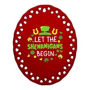 Let the shenanigans begin with shamrocks for St Patricks day Ceramic Oval Ornament