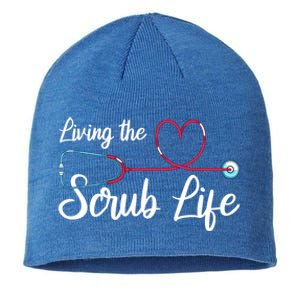 Living The Scrub Life Stethoscope Nursing Nursery Nurse Cool Gift Sustainable Beanie