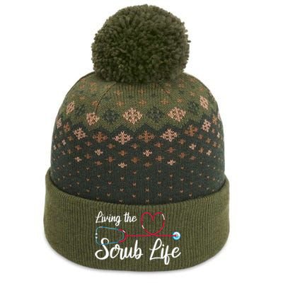 Living The Scrub Life Stethoscope Nursing Nursery Nurse Cool Gift The Baniff Cuffed Pom Beanie