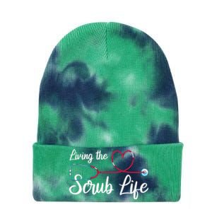 Living The Scrub Life Stethoscope Nursing Nursery Nurse Cool Gift Tie Dye 12in Knit Beanie