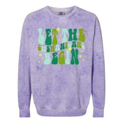 Let The Shenanigans Begin Groovy St Patricks Day Colorblast Crewneck Sweatshirt