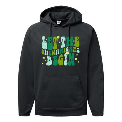 Let The Shenanigans Begin Groovy St Patricks Day Performance Fleece Hoodie