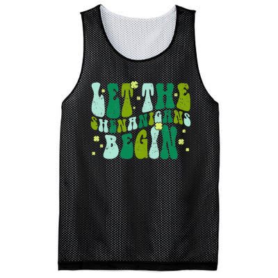 Let The Shenanigans Begin Groovy St Patricks Day Mesh Reversible Basketball Jersey Tank