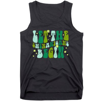 Let The Shenanigans Begin Groovy St Patricks Day Tank Top