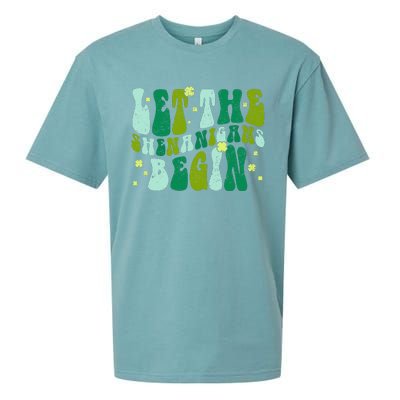 Let The Shenanigans Begin Groovy St Patricks Day Sueded Cloud Jersey T-Shirt